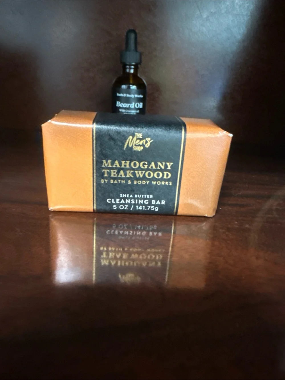 Men’s Bath & Body Works Mahogany Teakwood Bar Soap & Beard Oil New